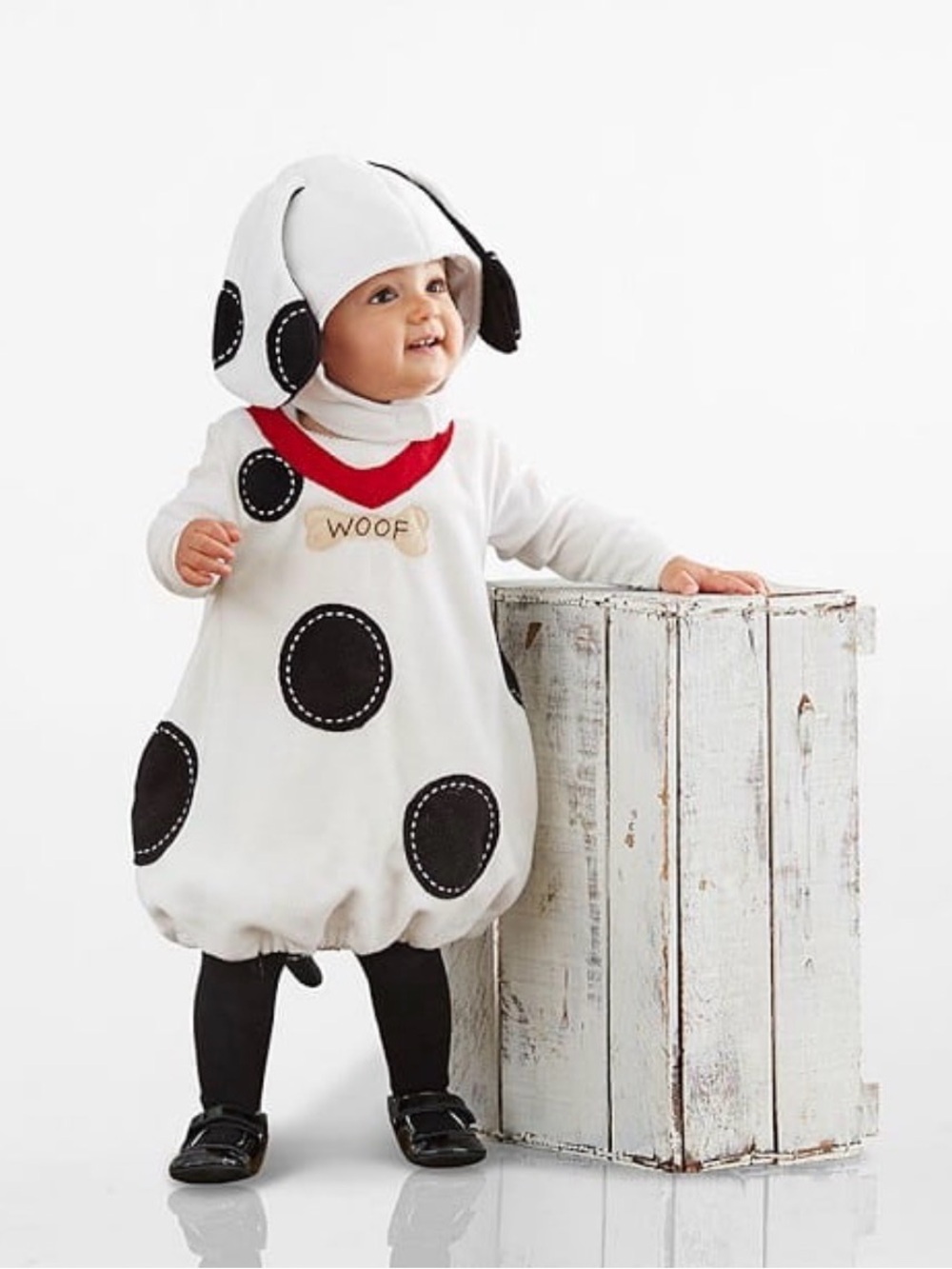 Pottery Barn Kids White and Black Dalmatian Costume with Red Collar Accent